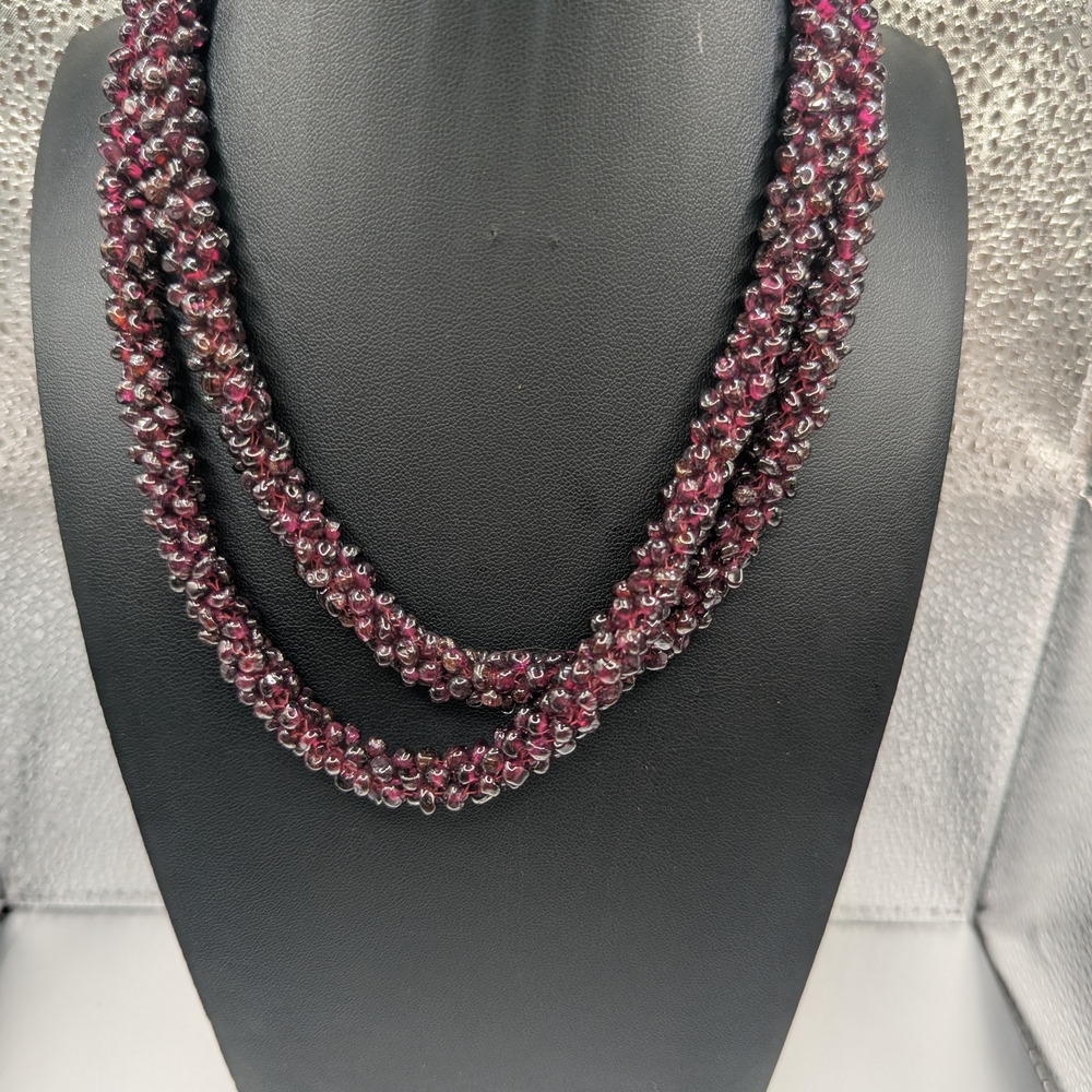 34" Rhodolite Garnet Rope Necklace